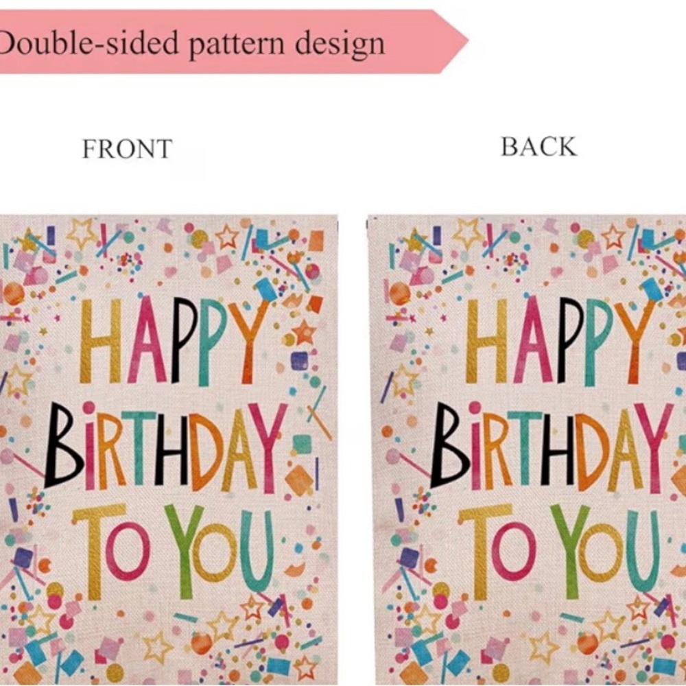 Happy Birthday Burlap Flag -New in original package